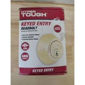 Hyper Tough Keyed Entry Deadbolt Lock W/ 2 Keys Polished Brass  HT3501-105 NOB